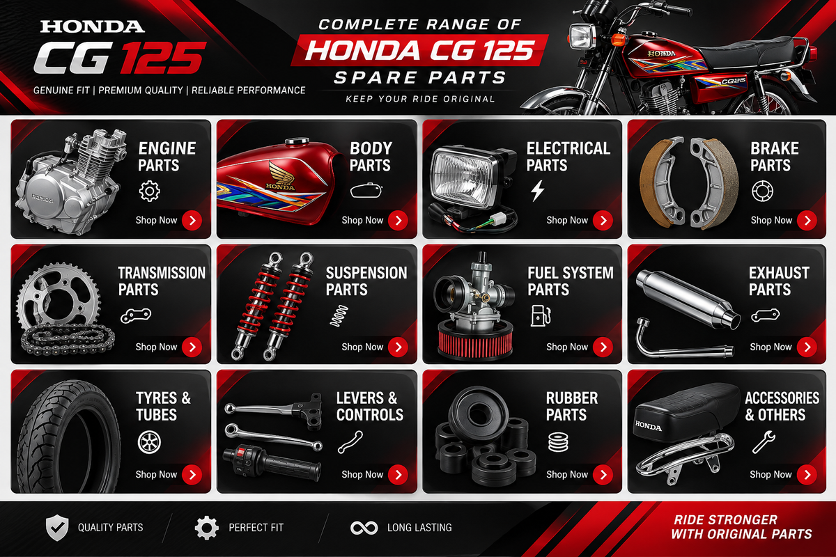 Honda CG 125 Spare Parts – Engine, Body, Brake & Electrical Parts